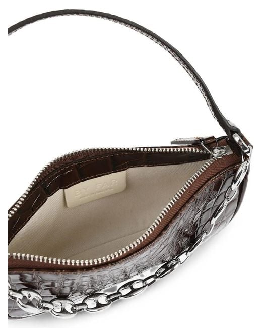 By Far Metallic Mini Rachel Crocodile-Effect Shoulder Bag