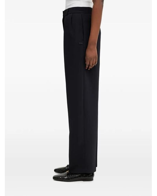 Lacoste Black Pleated Logo-Patch Trousers