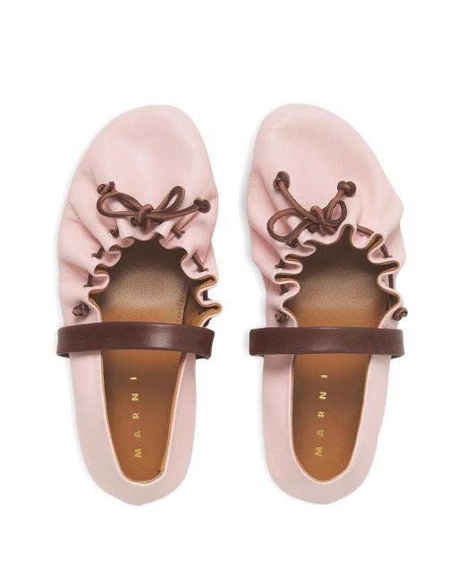 Marni Pink Strap Leather Ballet Flats