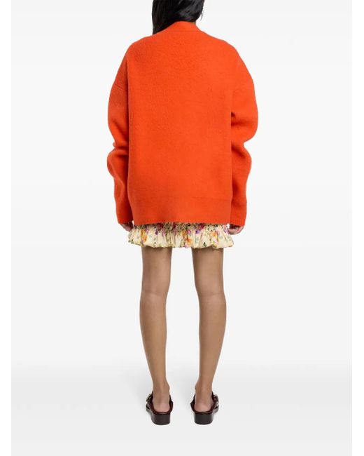 Rabanne Orange Cardigan Oversize En Laine
