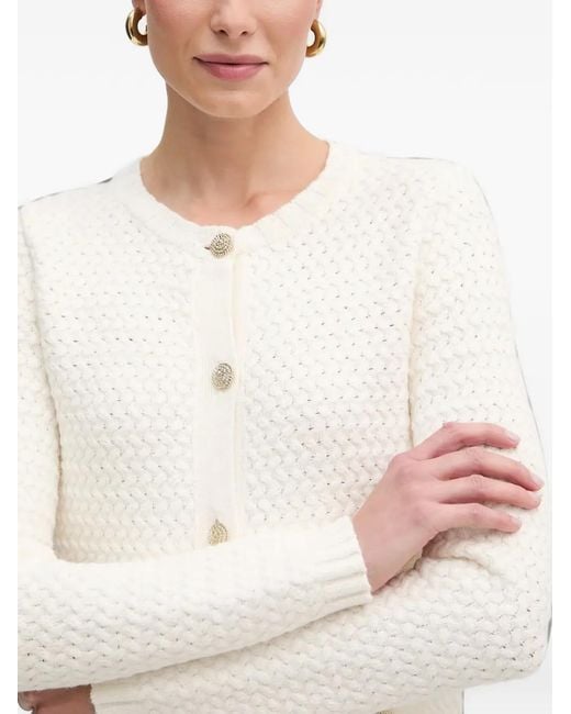 Morgan White Button Pocket Cardigan