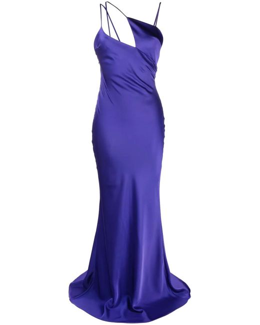 The Attico Purple Melva Asymmetric Sleeveless Gown