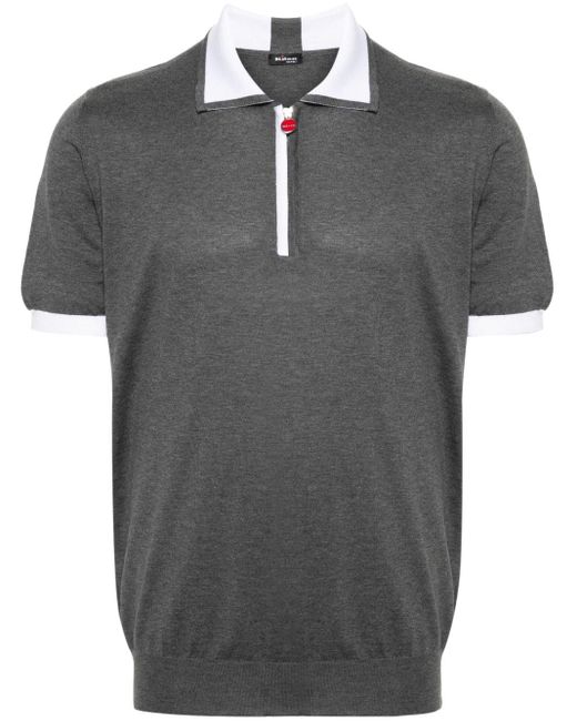 Kiton Black Jersey Cotton Polo Shirt for men