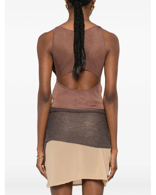 Isa Boulder Brown Strapless Layered Top