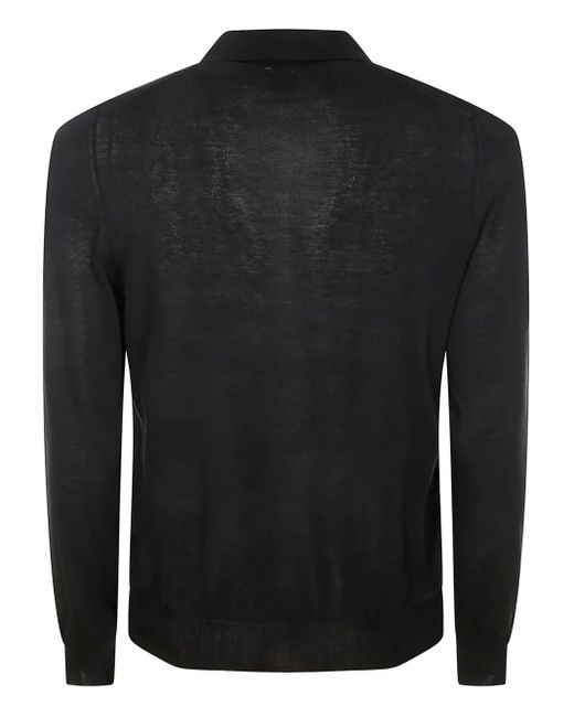 Alpha Industries Black Long-Sleeve Cotton Polo Shirt for men
