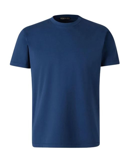 Tom Ford Blue Crew-Neck Short-Sleeve T-Shirt for men