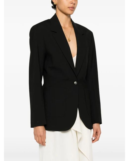 Covert Black Single-Breasted Patch-Pocket Blazer