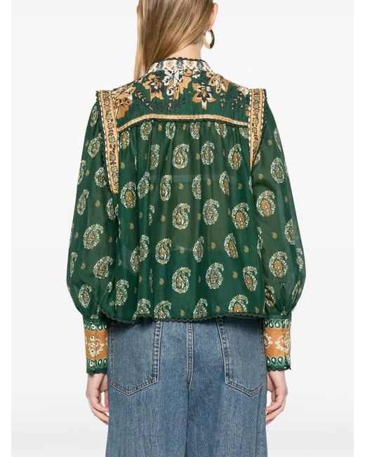 Farm Rio Green Tayla Paisley-Print Shirt