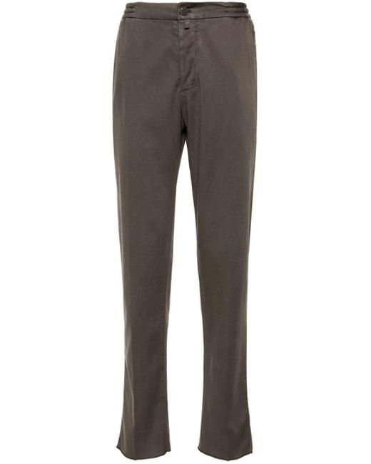 Kiton Gray Drawstring-waist Tapered Trousers for men