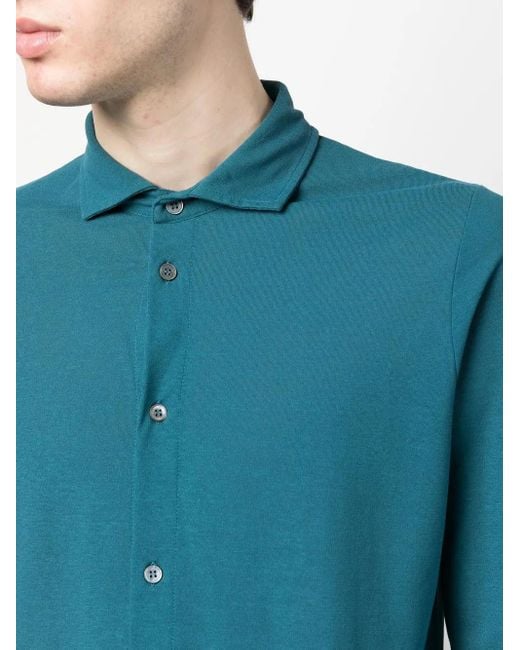 Zanone Blue Longsleeved Organic Cotton Shirt for men