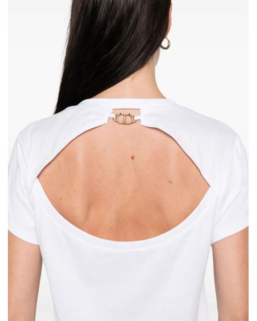 Twinset White Logo-Plaque Cotton T-Shirt
