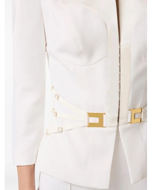 Elisabetta Franchi White Tone Hardware Blazer