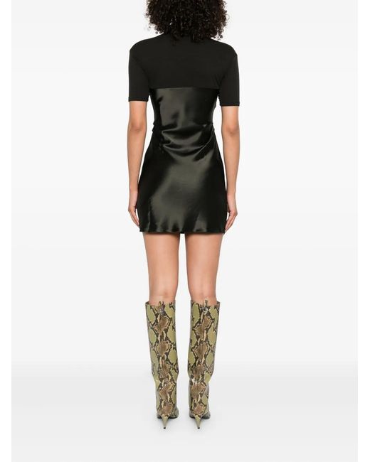 Nanushka Black Satin-Paneled Mini Dress