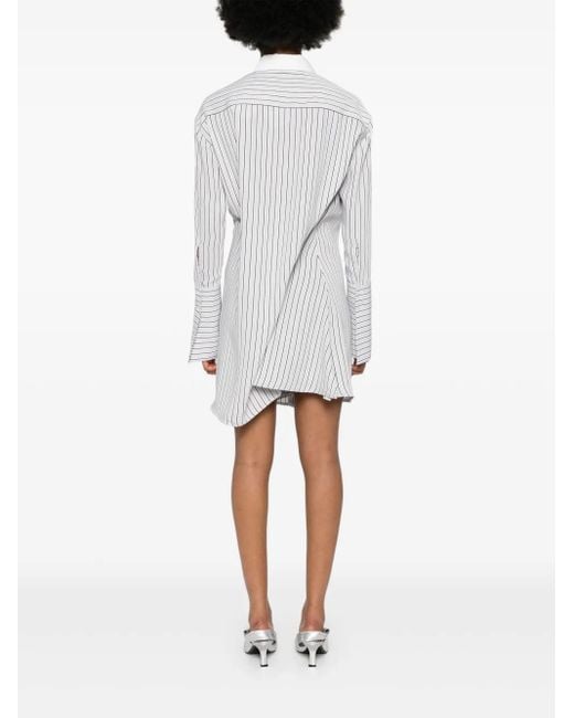 Courreges White Gestreiftes Hemd Mit Logo-Patch