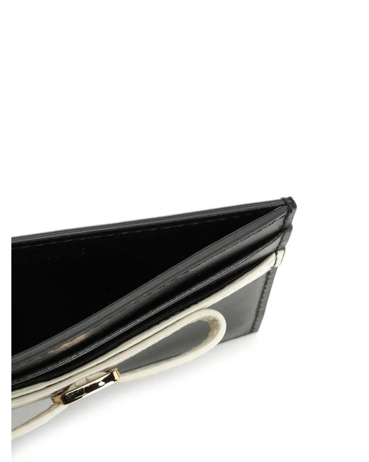 Ferragamo Black Bow-Detail Card Holder