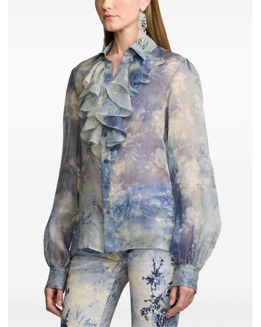 Blouse en soie Dylon à fleurs Ralph Lauren Collection en coloris Blue