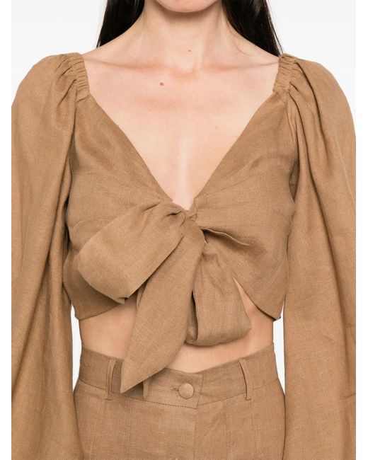 ACTUALEE Natural Tie-Fastening Blouse