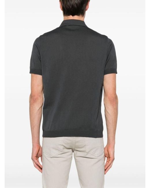 Corneliani Black Knitted Polo Shirt for men