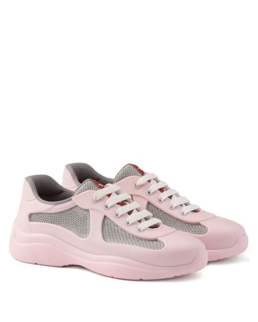 Prada America's Cup Soft Rubber And Bike Fabric Sneakers in Pink