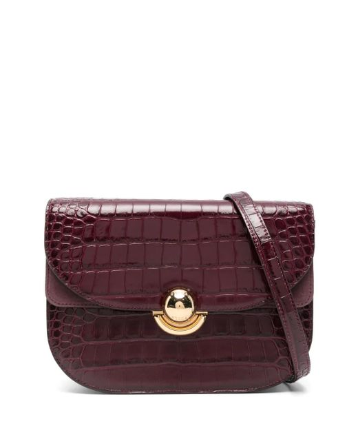 Furla Sfera クロコパターン ショルダーバッグ Purple