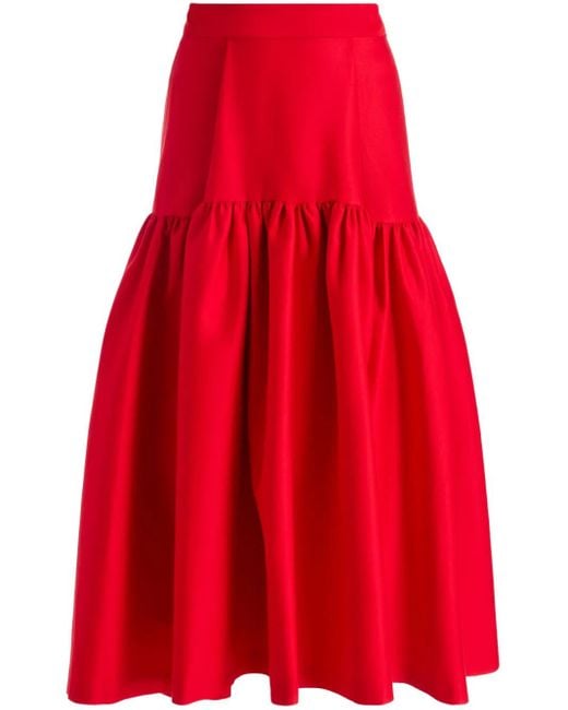 Alice + Olivia Red Diana Midi Skirt
