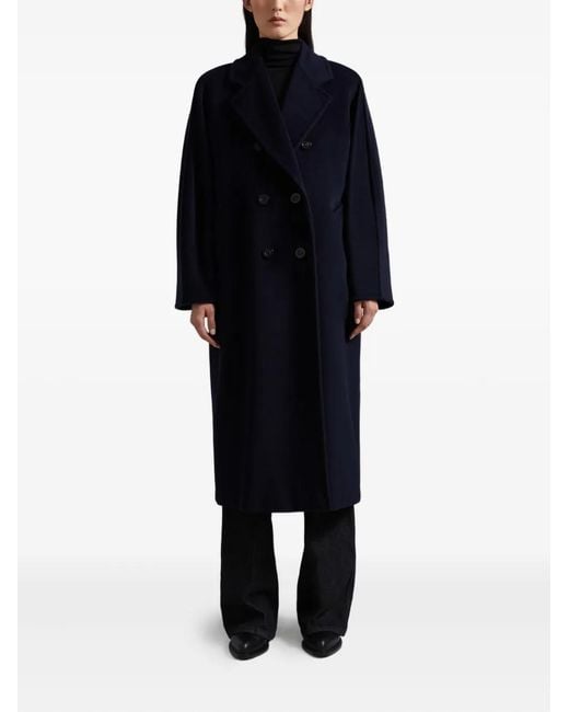 Max Mara Blue Madame 101801 Double-Breasted Buttoned Coat