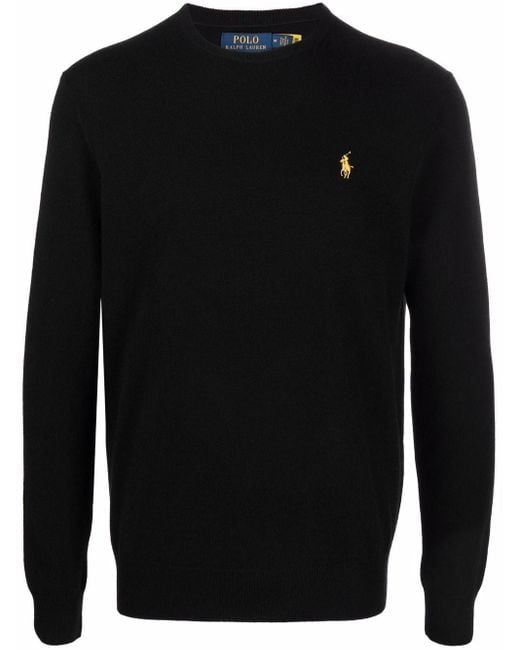 Polo Ralph Lauren Embroidered Polo Pony Jumper in Black for Men | Lyst