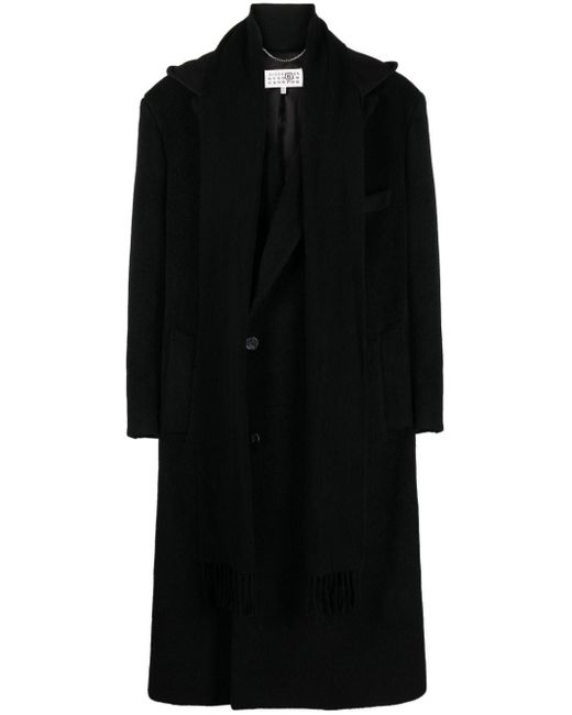 MM6 by Maison Martin Margiela Black Double-breasted Wool-blend Coat for men