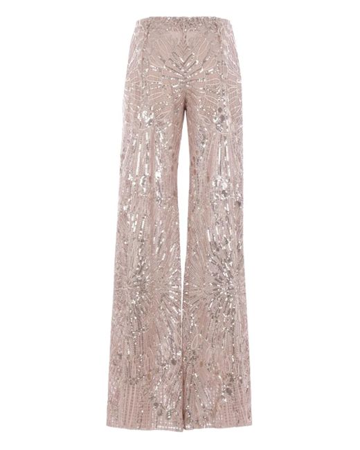Elie Saab Pink Embroidered Flared Trousers