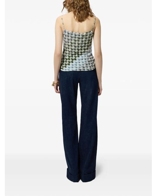 Missoni Green Geometric-Pattern Spaghetti-Strap Top