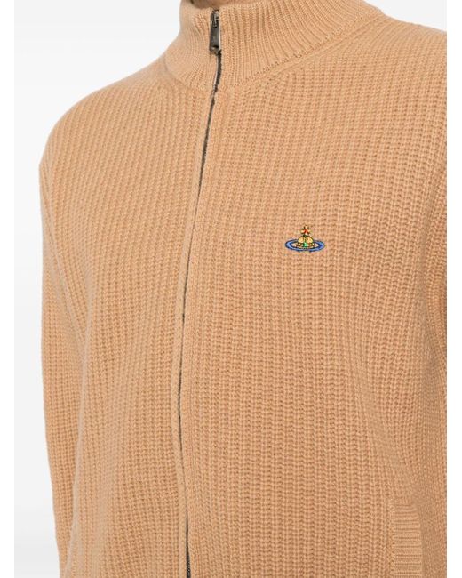 Cardigan zippé à logo Orb brodé Vivienne Westwood pour homme en coloris Brown