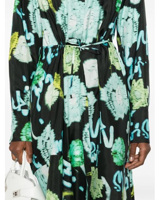 Christian Wijnants Green Daby Abstract-print Maxi Dress
