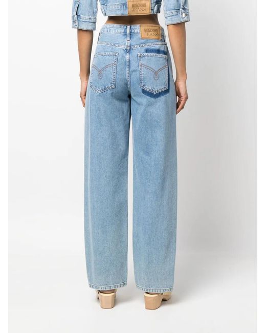 Moschino Blue High-Waisted Wide-Leg Jeans