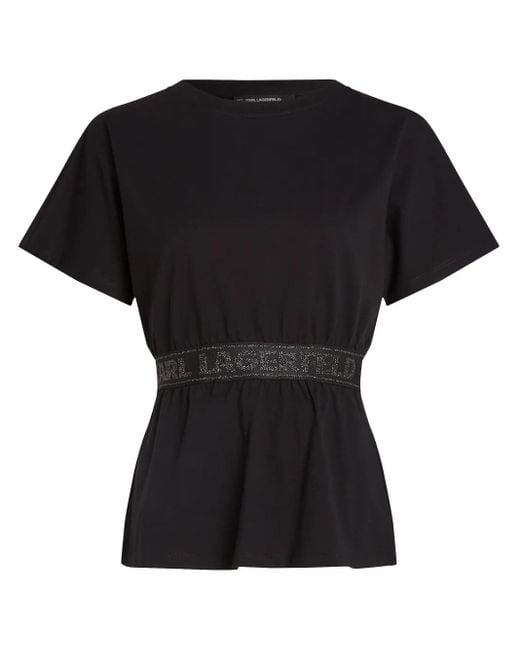 Karl Lagerfeld グリッター ロゴ Tシャツ Black