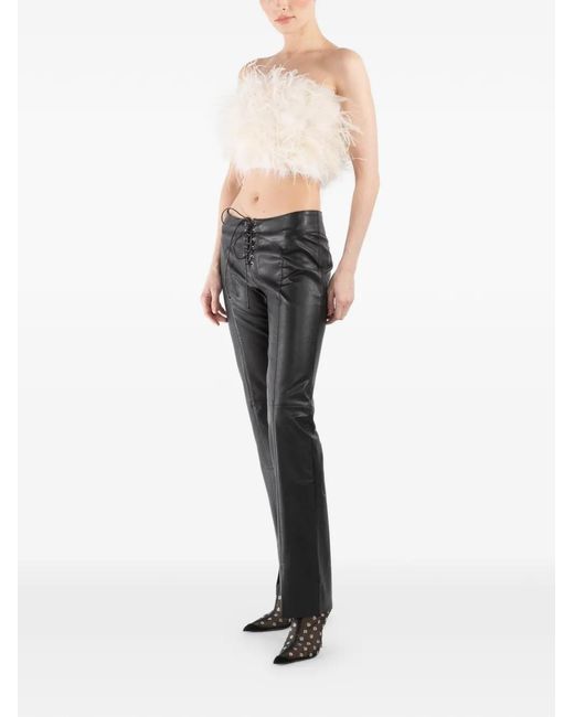 LAPOINTE Natural Feather Strapless Top