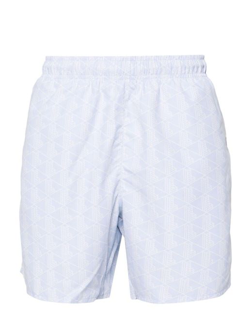 Lacoste Blue Geometric Pattern-print Swim Shorts for men