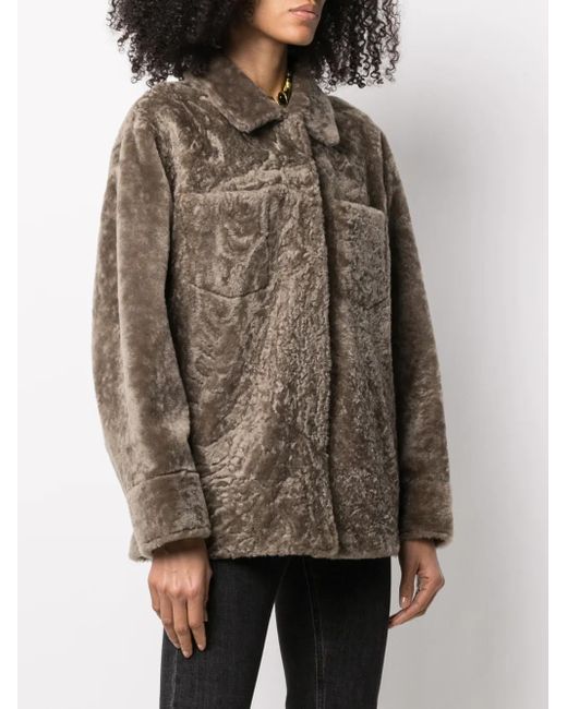 Liska Brown Reversible Lamb Fur Jacket