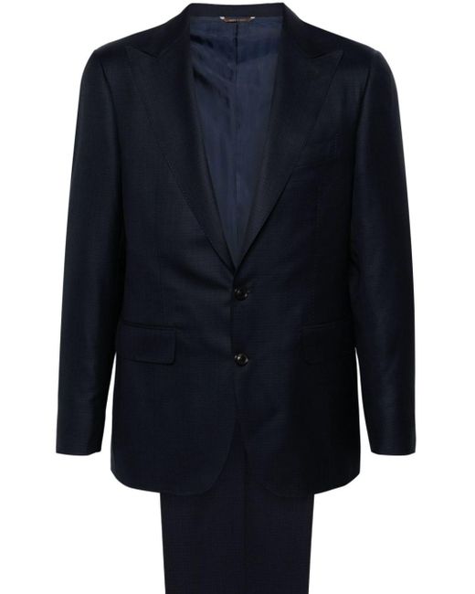 メンズ Canali チェック シングルスーツ Blue