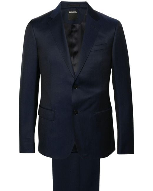 Zegna Blue Single-breasted Wool-blend Suit for men