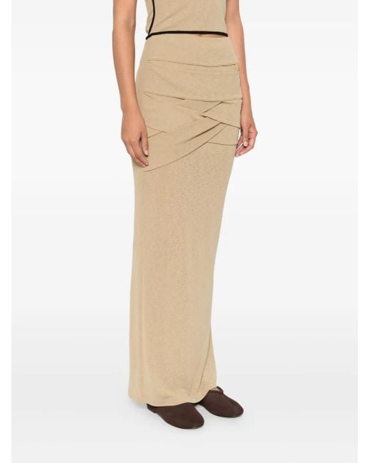 Nanushka Natural Draped-Panel Maxi Skirt