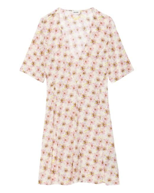 Zadig & Voltaire White Floral-Print Mini Dress