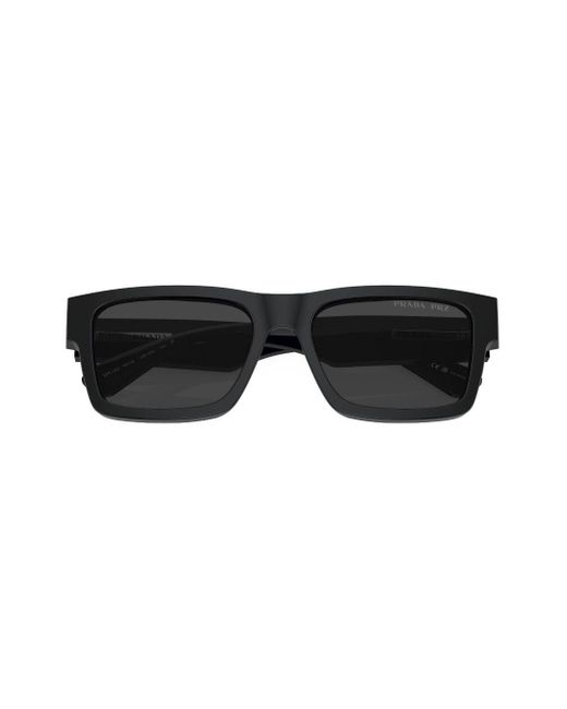 Prada Black Logo-engraved Rectangle-frame Sunglasses for men
