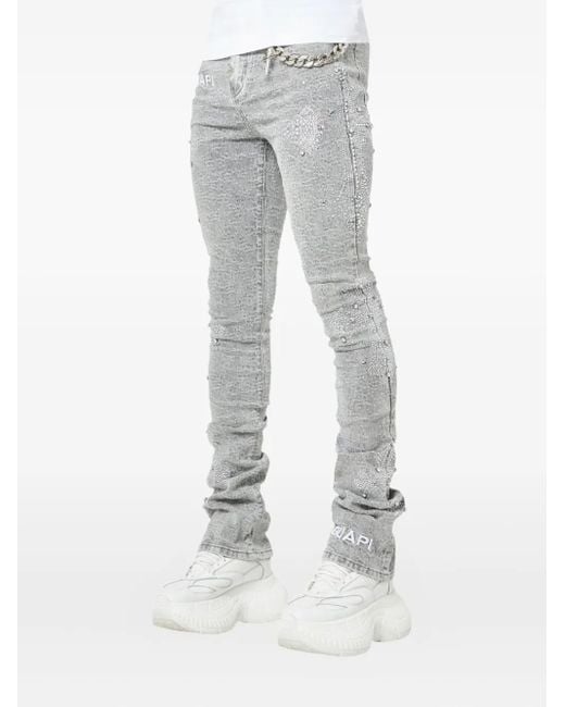 Jeans Con Cristalli di GUAPI in Gray da Uomo