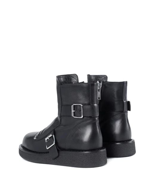 Ann Demeulemeester Black Sune Buckle-Detail Biker Boots for men