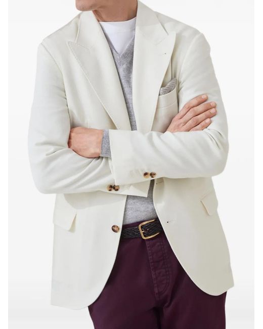 Brunello Cucinelli Gray V-Neck Long-Sleeved Jumper for men