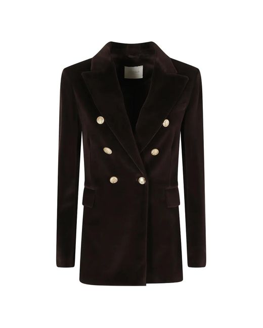 Circolo 1901 Black Double-Breasted Velvet Jacket