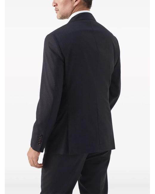 Brunello Cucinelli Blue Houndstooth Virgin-Wool Blazer for men