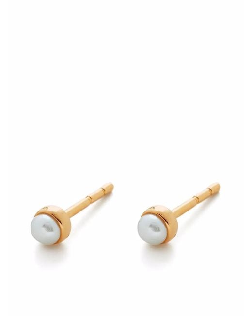 Monica Vinader Metallic Mini-Pearl Stud Earrings