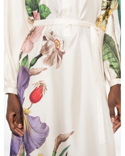 Pierre Louis Mascia White Floral-Print Maxi Dress