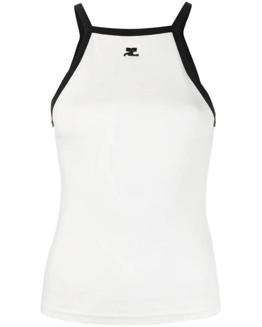 Courreges White Logo-Embroidered Cotton Tank Top